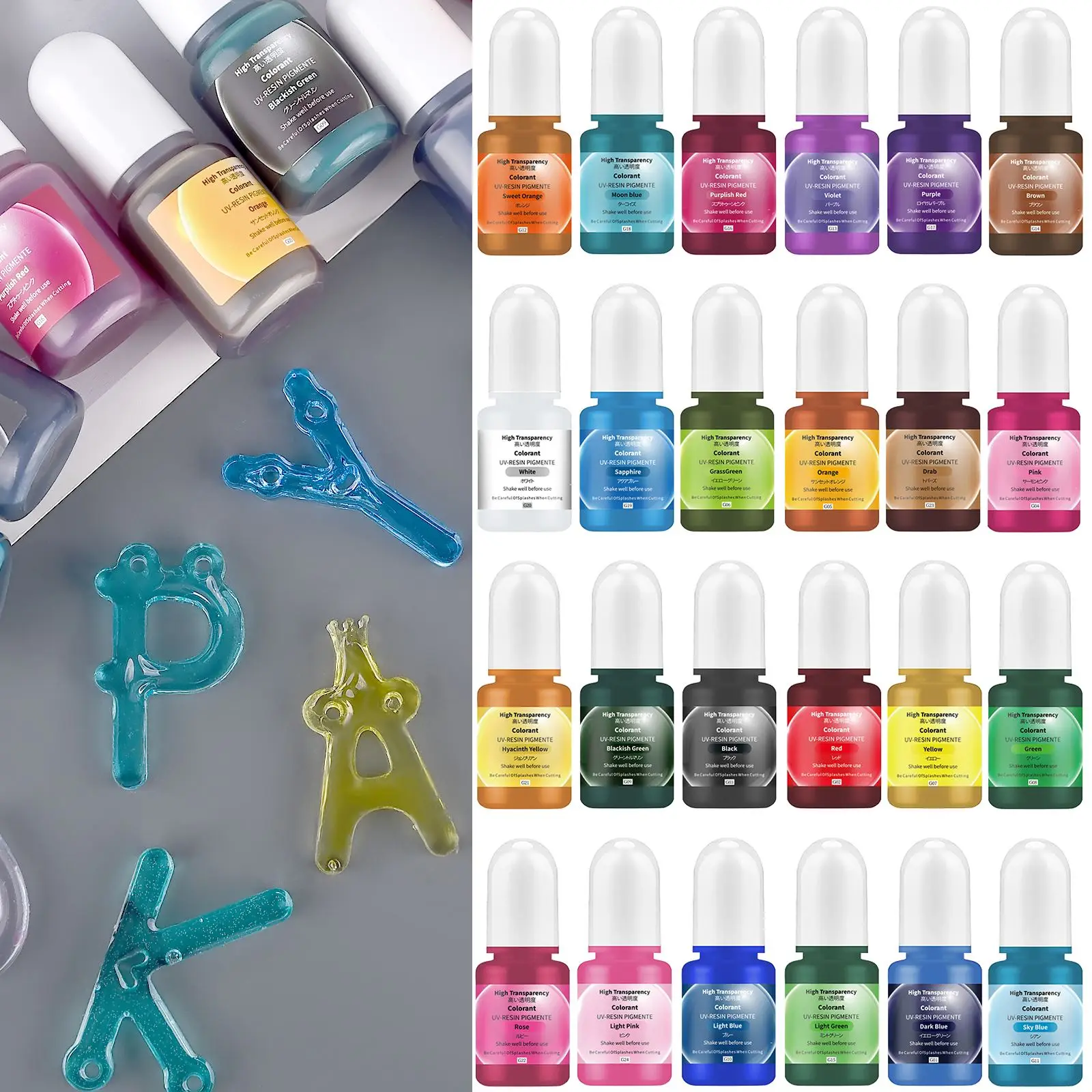 Epoxy Uv Resin Kit - 24 colores 5ml pigmento de resina